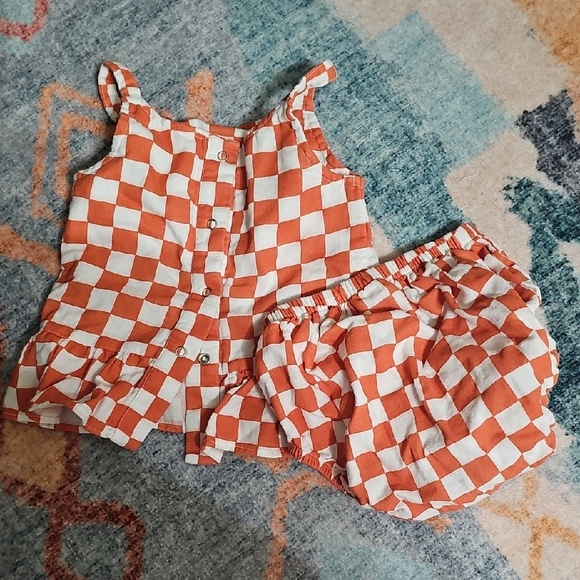 SIIX Orange and White Checkered Peplum Set - Picture 3 of 3